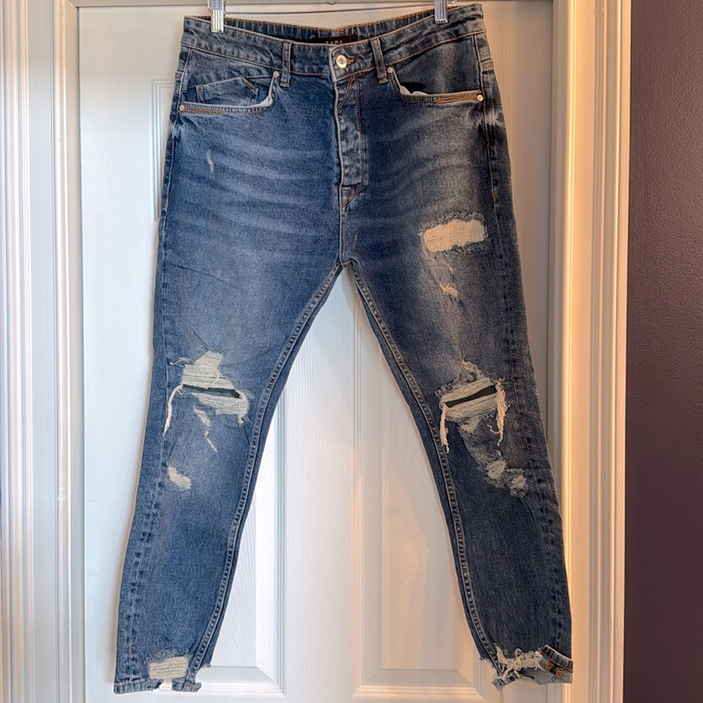 ZARA Mens DNMWR Distressed Skinny Jeans 32